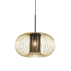 QAZQA Pendelleuchten|Wohnzimmerlampen*Design Hängelampe Gold mit schwarz 50 cm - Marnie
