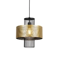 QAZQA Pendelleuchten|Wohnzimmerlampen*Design Hängelampe Gold mit schwarz 30 cm - Tess