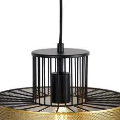 QAZQA Pendelleuchten|Wohnzimmerlampen*Design Hängelampe Gold mit schwarz 30 cm - Tess