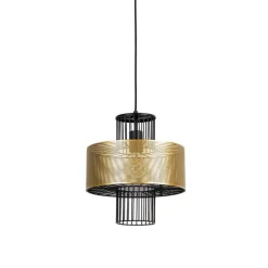 QAZQA Pendelleuchten|Wohnzimmerlampen*Design Hängelampe Gold mit schwarz 30 cm - Tess