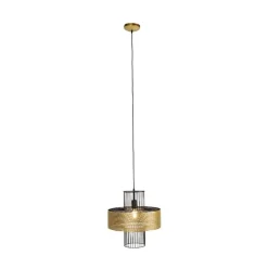 QAZQA Pendelleuchten|Wohnzimmerlampen*Design Hängelampe Gold mit schwarz 30 cm - Tess