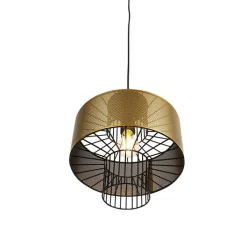 QAZQA Pendelleuchten|Wohnzimmerlampen*Design Hängelampe Gold mit schwarz 30 cm - Tess