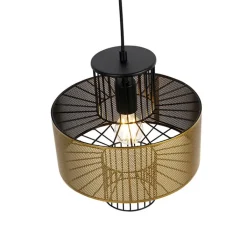 QAZQA Pendelleuchten|Wohnzimmerlampen*Design Hängelampe Gold mit schwarz 30 cm - Tess