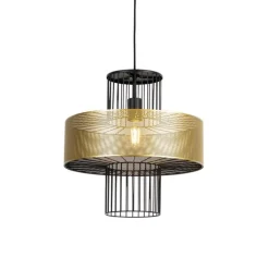 QAZQA Pendelleuchten|Wohnzimmerlampen*Design Hängelampe Gold mit schwarz 40 cm - Tess