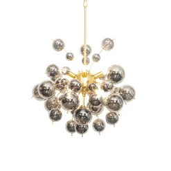 QAZQA Pendelleuchten|Wohnzimmerlampen*Design Hängelampe Messing mit Rauchglas 8 Lichter - Explode