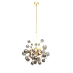 QAZQA Pendelleuchten|Wohnzimmerlampen*Design Hängelampe Messing mit Rauchglas 8 Lichter - Explode