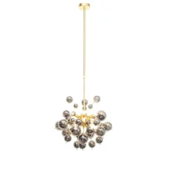 QAZQA Pendelleuchten|Wohnzimmerlampen*Design Hängelampe Messing mit Rauchglas 8 Lichter - Explode