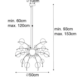 QAZQA Pendelleuchten|Wohnzimmerlampen*Design Hängelampe Messing mit Rauchglas 8 Lichter - Explode