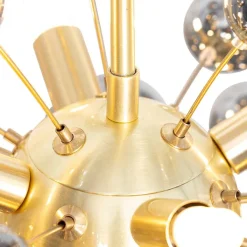 QAZQA Pendelleuchten|Wohnzimmerlampen*Design Hängelampe Messing mit Rauchglas 8 Lichter - Explode