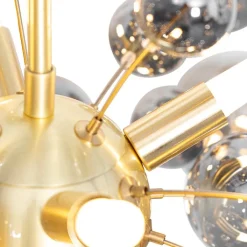 QAZQA Pendelleuchten|Wohnzimmerlampen*Design Hängelampe Messing mit Rauchglas 8 Lichter - Explode