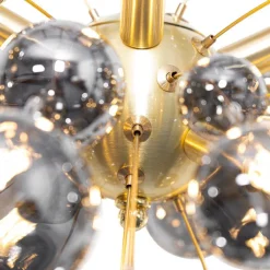 QAZQA Pendelleuchten|Wohnzimmerlampen*Design Hängelampe Messing mit Rauchglas 8 Lichter - Explode