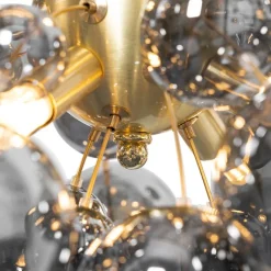 QAZQA Pendelleuchten|Wohnzimmerlampen*Design Hängelampe Messing mit Rauchglas 8 Lichter - Explode