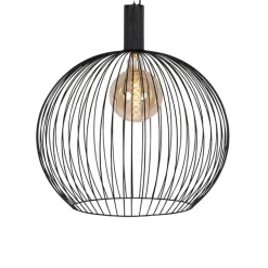 QAZQA Schlafzimmerlampen|Küchenlampen*Design Hängelampe rund schwarz 70 cm - Wire Dos