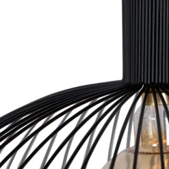 QAZQA Schlafzimmerlampen|Küchenlampen*Design Hängelampe rund schwarz 70 cm - Wire Dos