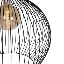 QAZQA Schlafzimmerlampen|Küchenlampen*Design Hängelampe rund schwarz 70 cm - Wire Dos