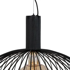 QAZQA Schlafzimmerlampen|Küchenlampen*Design Hängelampe rund schwarz 70 cm - Wire Dos