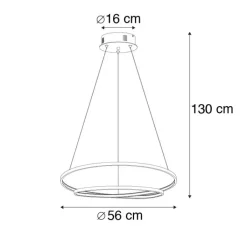 Paul Neuhaus Led-Pendelleuchten|Pendelleuchten*Design Hängelampe schwarz 55cm inkl. LED dimmbar - Rowan