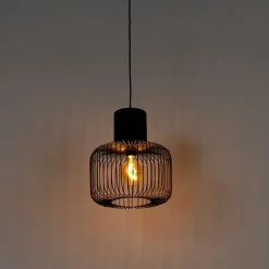QAZQA Pendelleuchten|Wohnzimmerlampen*Design Hängelampe schwarz - Baya