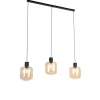 QAZQA Pendelleuchten|Wohnzimmerlampen*Design Hängelampe schwarz mit Braunglas 3-Licht 161,5 cm - Qara