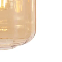 QAZQA Pendelleuchten|Wohnzimmerlampen*Design Hängelampe schwarz mit Braunglas 3-Licht 161,5 cm - Qara