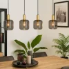 QAZQA Küchenlampen|Pendelleuchten*Design Hängelampe schwarz mit gold mit Rauchglas 4-flammig - Zuzanna