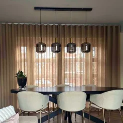 QAZQA Küchenlampen|Pendelleuchten*Design Hängelampe schwarz mit gold mit Rauchglas 4-flammig - Zuzanna