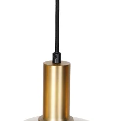 QAZQA Küchenlampen|Pendelleuchten*Design Hängelampe schwarz mit gold mit Rauchglas 4-flammig - Zuzanna