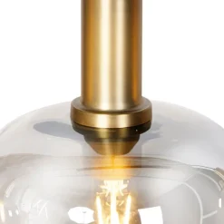 QAZQA Küchenlampen|Pendelleuchten*Design Hängelampe schwarz mit gold mit Rauchglas 4-flammig - Zuzanna