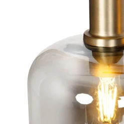 QAZQA Küchenlampen|Pendelleuchten*Design Hängelampe schwarz mit gold mit Rauchglas 4-flammig - Zuzanna