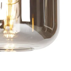 QAZQA Küchenlampen|Pendelleuchten*Design Hängelampe schwarz mit gold mit Rauchglas 4-flammig - Zuzanna