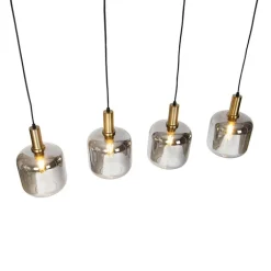 QAZQA Küchenlampen|Pendelleuchten*Design Hängelampe schwarz mit gold mit Rauchglas 4-flammig - Zuzanna