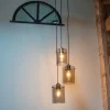 QAZQA Pendelleuchten|Wohnzimmerlampen*Design Hängelampe schwarz mit Rauchglas 3-Licht - Kuppel
