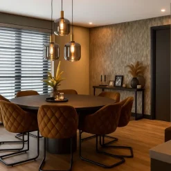 QAZQA Schlafzimmerlampen|Esszimmerlampen*Design Hängelampe schwarz mit gold mit Rauchglas 3-flammig - Zuzanna