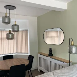 QAZQA Schlafzimmerlampen|Esszimmerlampen*Design Hängelampe schwarz mit gold mit Rauchglas 3-flammig - Zuzanna