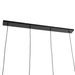 QAZQA Schlafzimmerlampen|Küchenlampen*Design Hängelampe schwarz mit Rauchglas 4-Licht - Kuppel