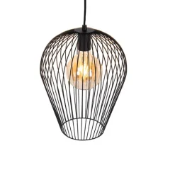 QAZQA Pendelleuchten|Wohnzimmerlampen*Design Hängelampe schwarz - Wire Ario