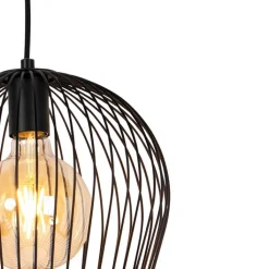 QAZQA Pendelleuchten|Wohnzimmerlampen*Design Hängelampe schwarz - Wire Ario