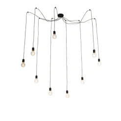 QAZQA Leuchten Ohne Schirm|Pendelleuchten*Design Hängelampe schwarz 9 flammig - Cavalux