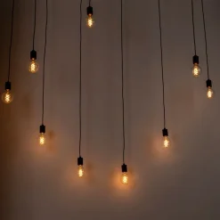 QAZQA Leuchten Ohne Schirm|Pendelleuchten*Design Hängelampe schwarz 9 flammig - Cavalux