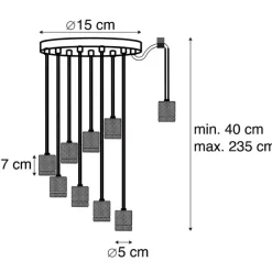 QAZQA Leuchten Ohne Schirm|Pendelleuchten*Design Hängelampe schwarz 9 flammig - Cavalux