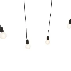 QAZQA Leuchten Ohne Schirm|Pendelleuchten*Design Hängelampe schwarz 9 flammig - Cavalux