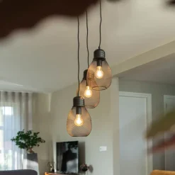 QAZQA Pendelleuchten|Wohnzimmerlampen*Design Hängelampe schwarz 3-flammig - Raga