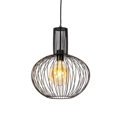 QAZQA Pendelleuchten|Wohnzimmerlampen*Design Hängelampe schwarz - Wire Bake