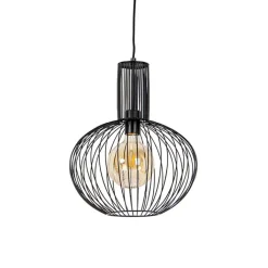 QAZQA Pendelleuchten|Wohnzimmerlampen*Design Hängelampe schwarz - Wire Bake