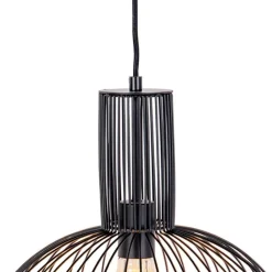 QAZQA Pendelleuchten|Wohnzimmerlampen*Design Hängelampe schwarz - Wire Bake