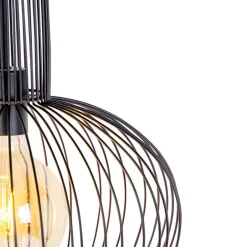 QAZQA Pendelleuchten|Wohnzimmerlampen*Design Hängelampe schwarz - Wire Bake