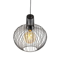 QAZQA Pendelleuchten|Wohnzimmerlampen*Design Hängelampe schwarz - Wire Bake