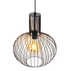 QAZQA Pendelleuchten|Wohnzimmerlampen*Design Hängelampe schwarz - Wire Bake