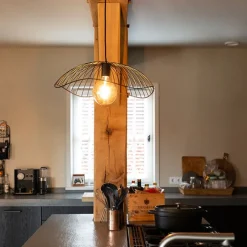 QAZQA Pendelleuchten|Wohnzimmerlampen*Design Hängelampe Schwarz Draht 50cm - Pua