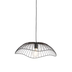 QAZQA Pendelleuchten|Wohnzimmerlampen*Design Hängelampe Schwarz Draht 50cm - Pua
